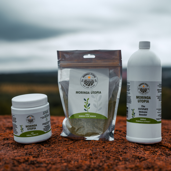 Moringa powder tablets and concentrate bundle