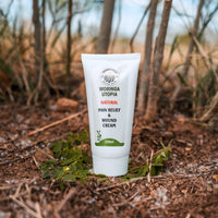 Moringa Utopia botanical cream tube on a natural outdoor background